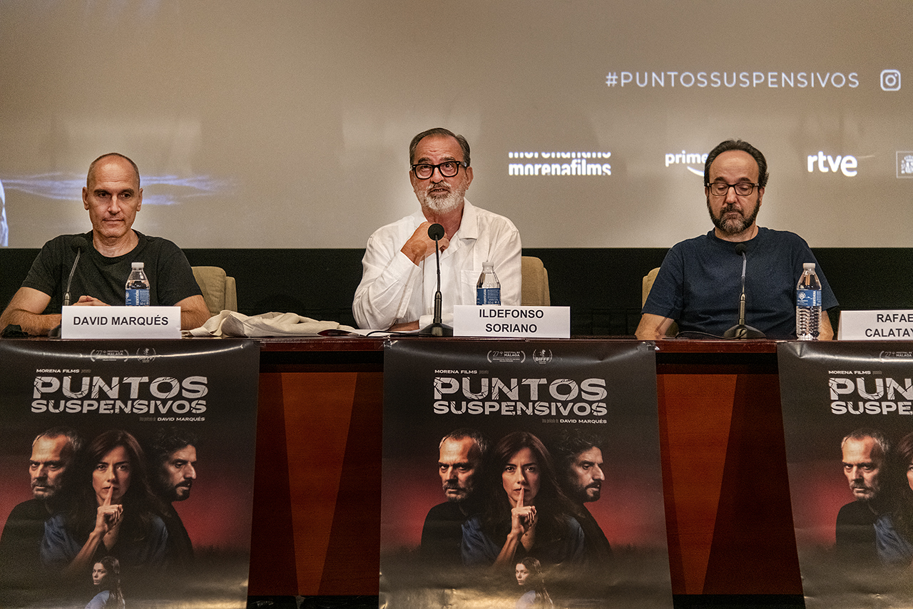 El director y guionista David Marqués, el profesor Ildefonso Soriano y el guionista Rafael Calatayud