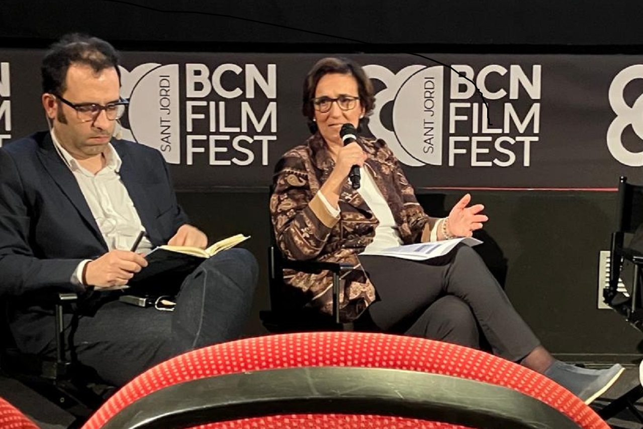Fernando Ramos y Loreto Corredoira, en la presentación del informe en el BCN Film Fest